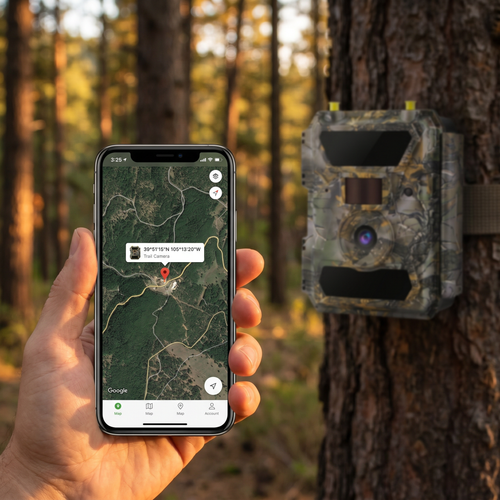 SENTINEL GPS app showing live GPS map location of camera