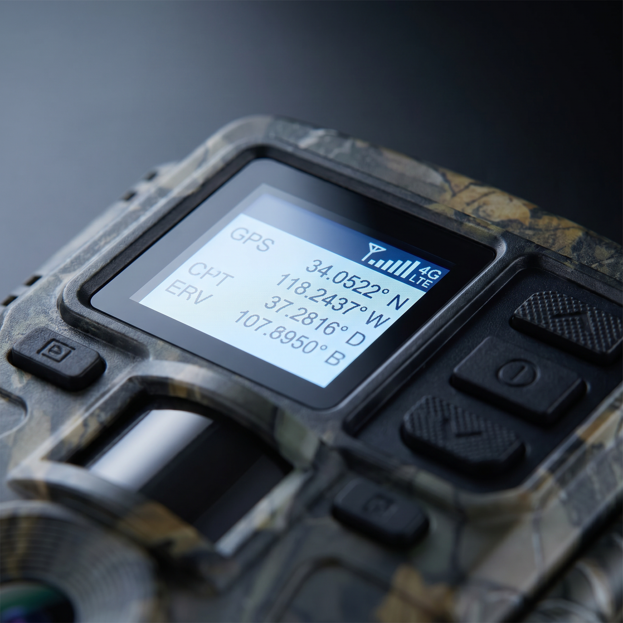 SENTINEL GPS TFT screen showing GPS coordinates macro detail